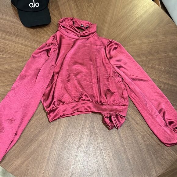 Heavy Satin Open Back Blouse - Picture 2 of 2